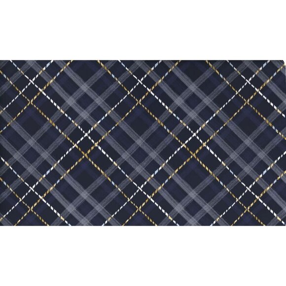 Hallmark Wrapping Paper Woven Plaid Blue Grey 35 sq ft Roll Holiday Gift - Picture 1 of 6
